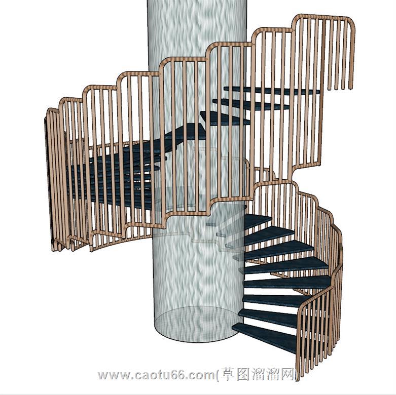螺旋梯旋转梯楼梯SU模型