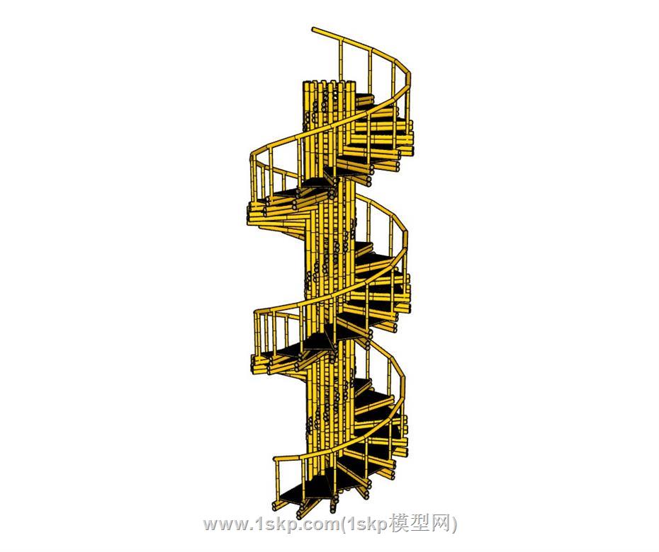 竹制楼梯SU模型