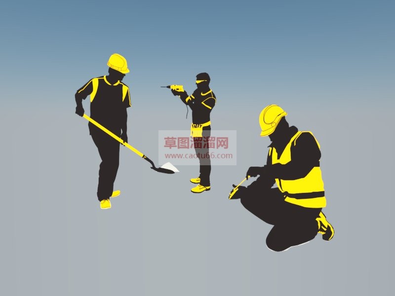 2D施工工人SU模型