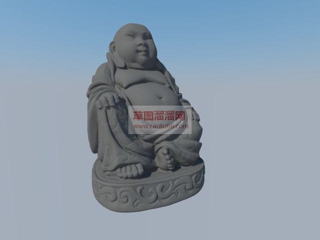 弥勒佛像石像SU模型