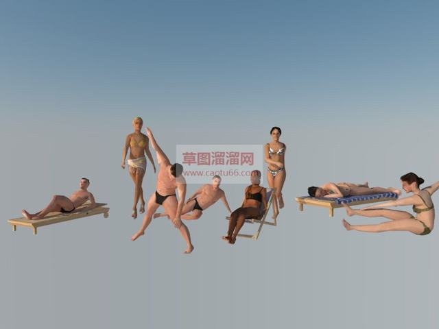 沙滩人物SU模型
