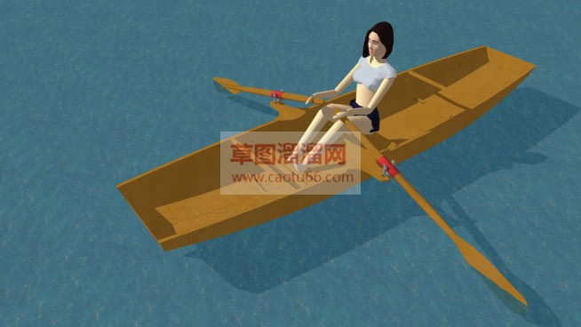 划船的3D人SU模型