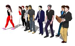 3D人物职业男人看报男人SU模型