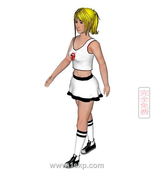 校园美女人物SU模型