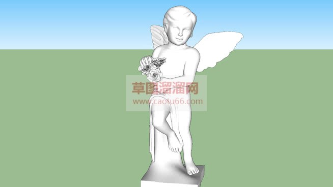 天使小男孩雕SU模型