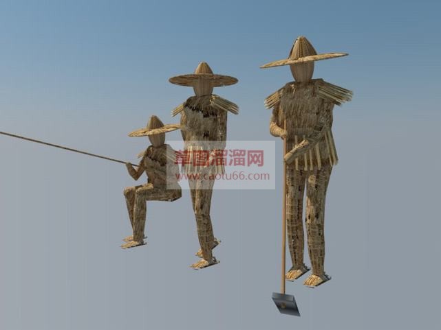 特色稻草人景SU模型