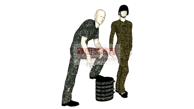 迷彩服装假人SU模型