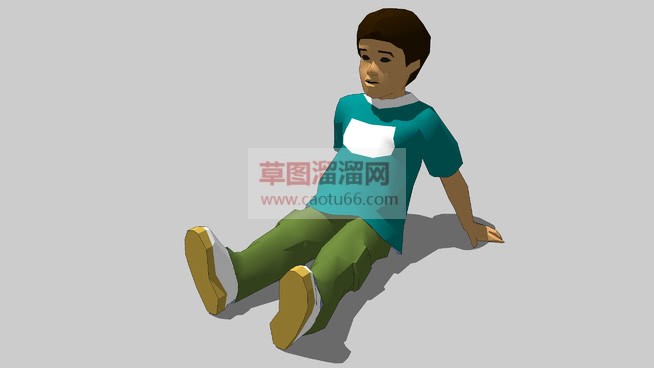 坐在地上的小SU模型