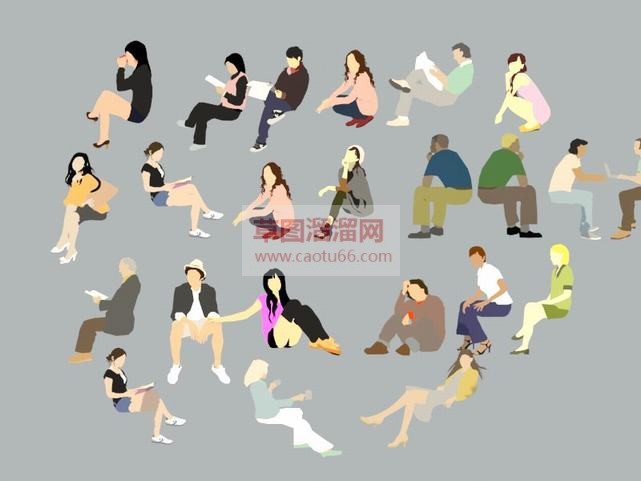 2D坐姿人物SU模型