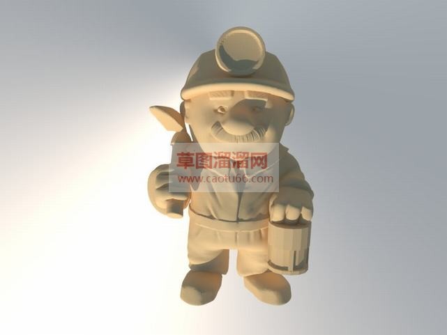木雕矿工人物SU模型