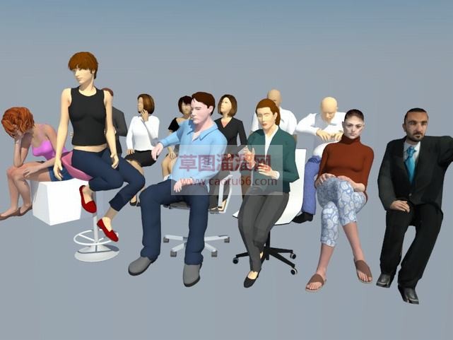 3D各种坐姿SU模型