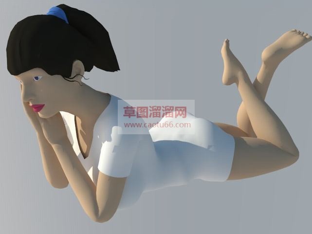 趴着思考的女SU模型