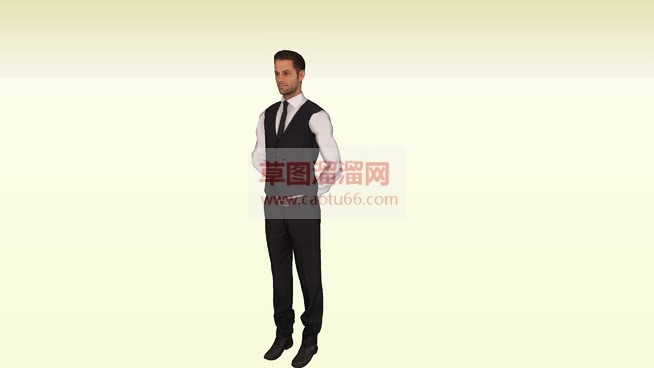 男服务员人物SU模型