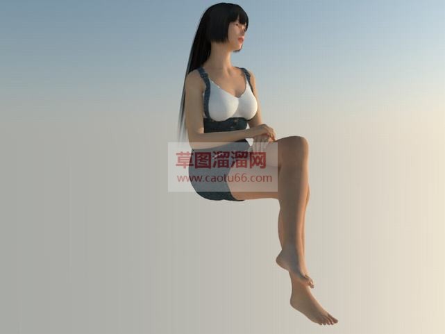 3D长发女生SU模型