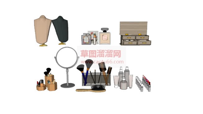 化妆品半身模SU模型