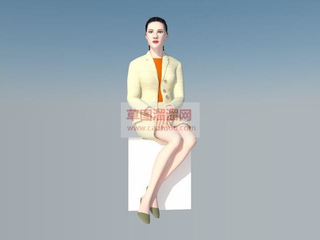 大长腿美女坐SU模型