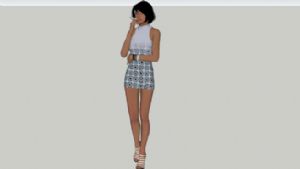 3D吸烟美女SU模型 免费sketchup模型下载