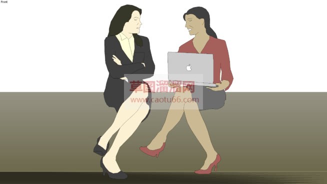 2D坐姿女人SU模型