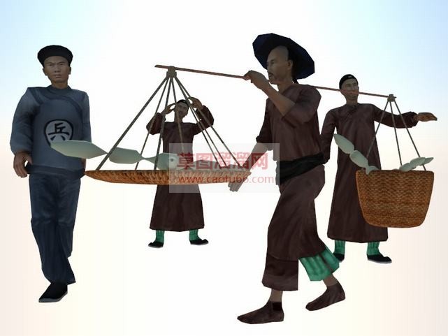 清兵人物古代SU模型