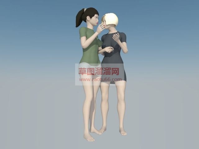 两个女孩人物SU模型