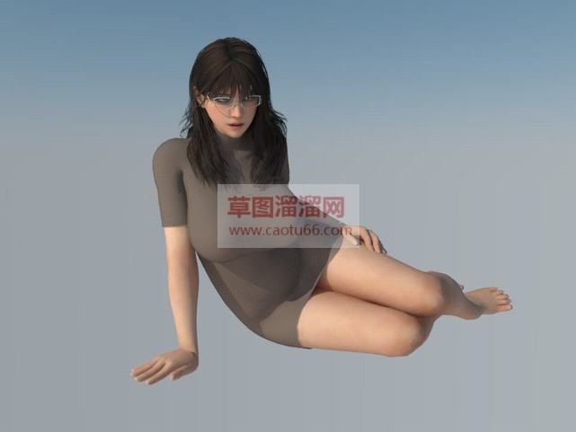 画女秘书人物SU模型