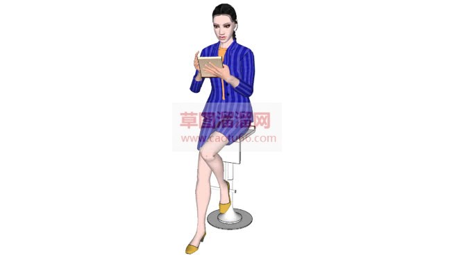 美女人物坐姿SU模型