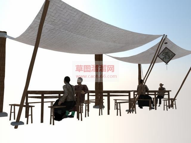 古代户外小酒SU模型