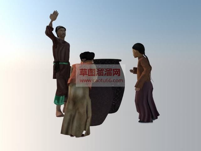 司马光砸缸人SU模型