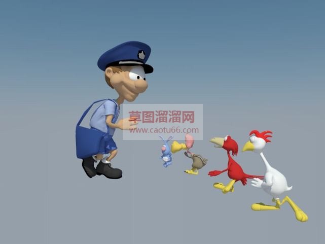 卡通邮递员和SU模型