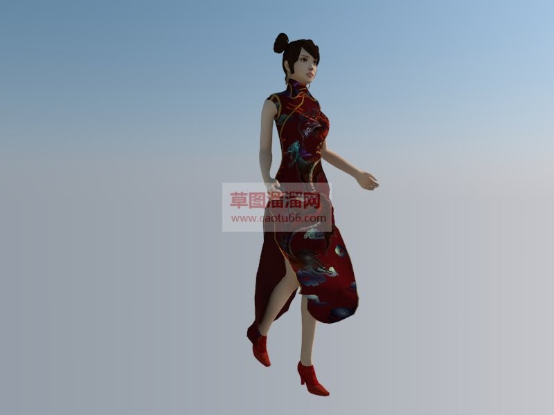 旗袍美女人物SU模型