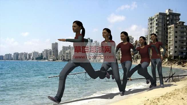 女人跑步运动SU模型
