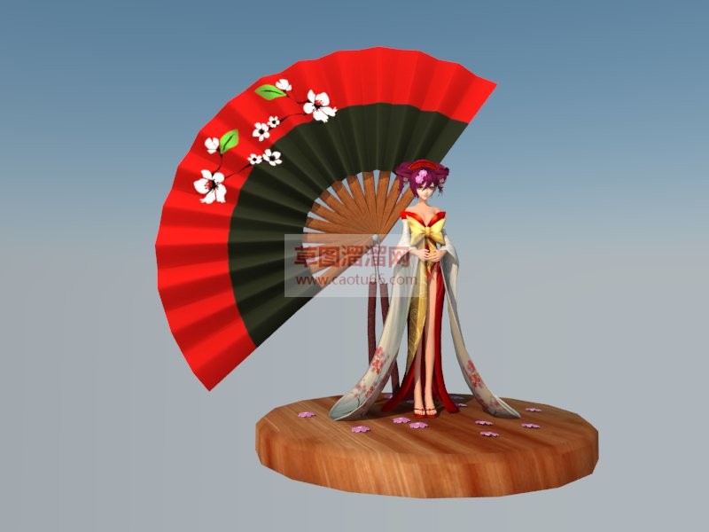 折扇扇子日式SU模型