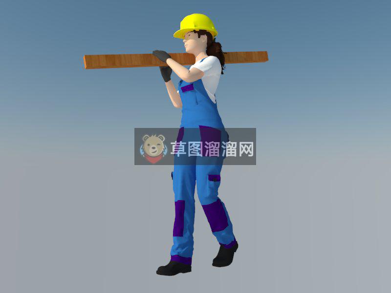 女建筑工人SU模型