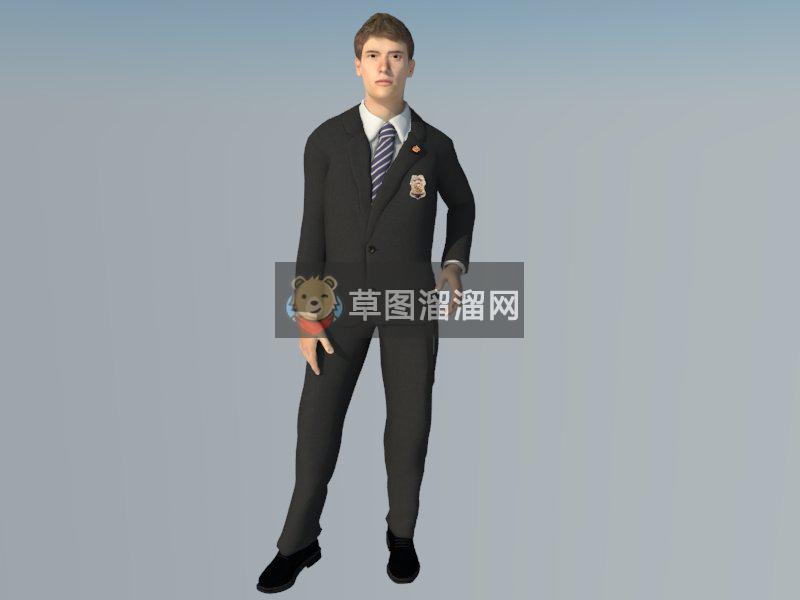 西服西装帅哥SU模型