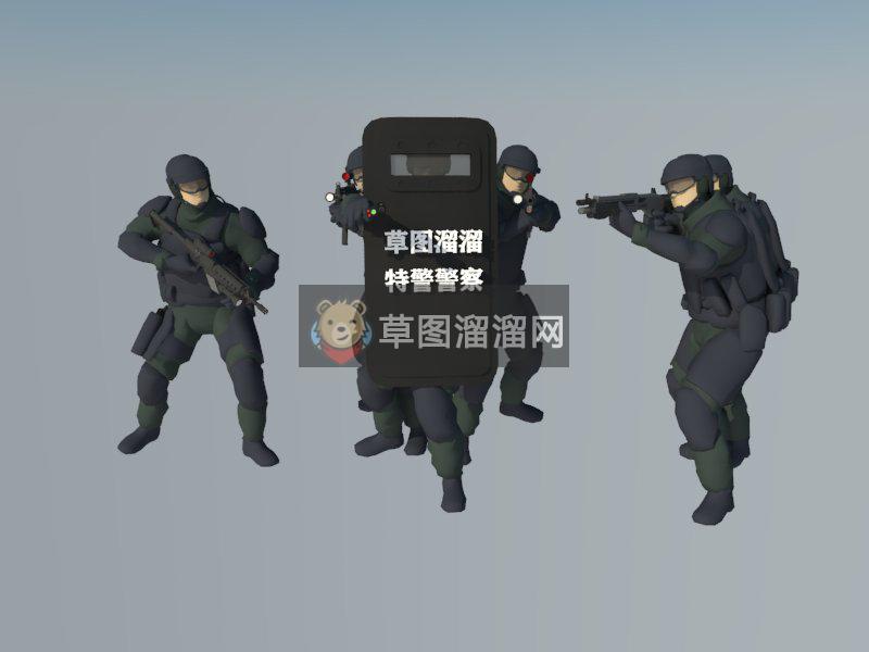 特警警察人物SU模型