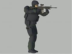 特警警察人物SU模型