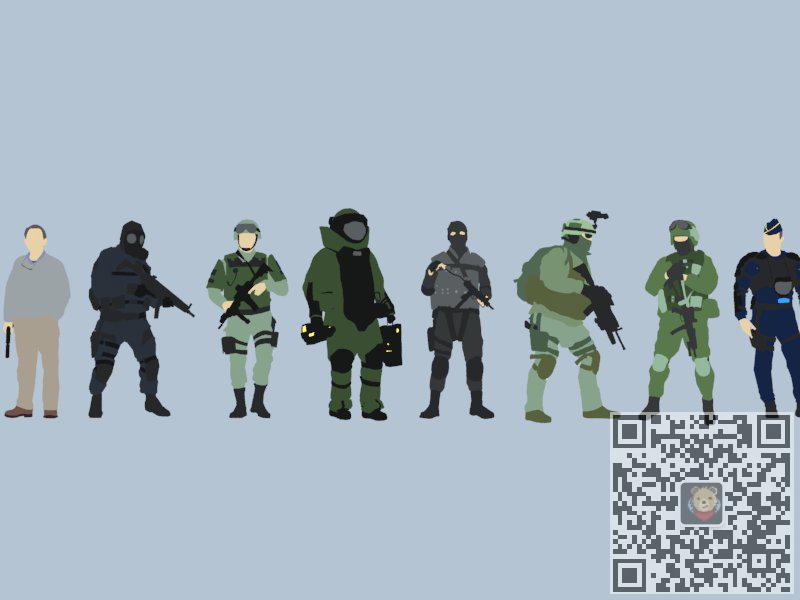 2D作战人员军人警察SU模型