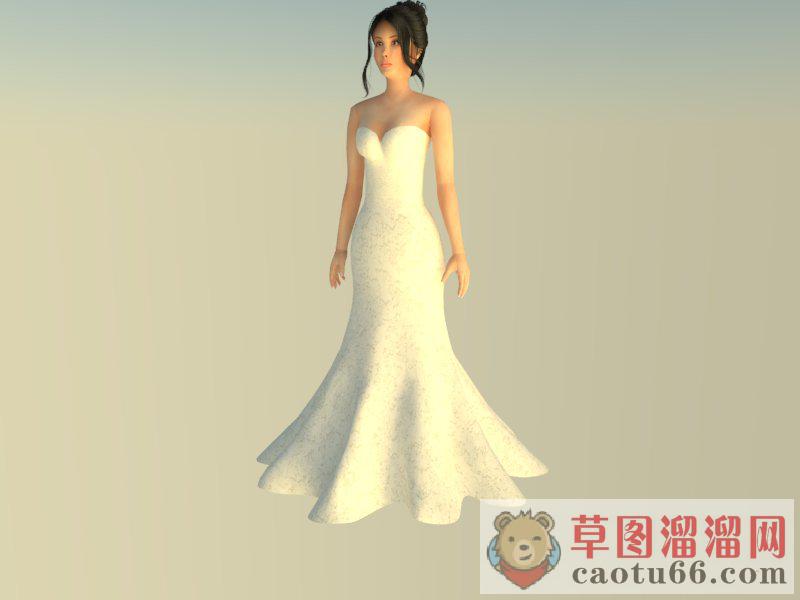 婚纱美女新娘子SU模型