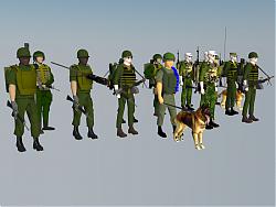 士兵官兵警犬SU模型