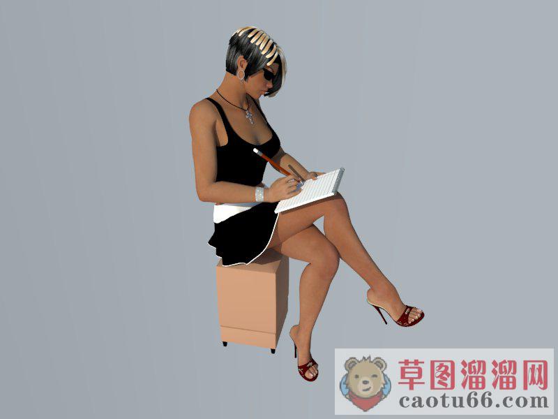 美女秘书人物SU模型