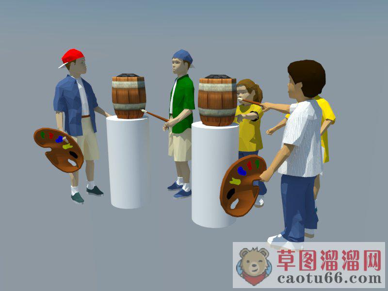 儿童绘画人物SU模型