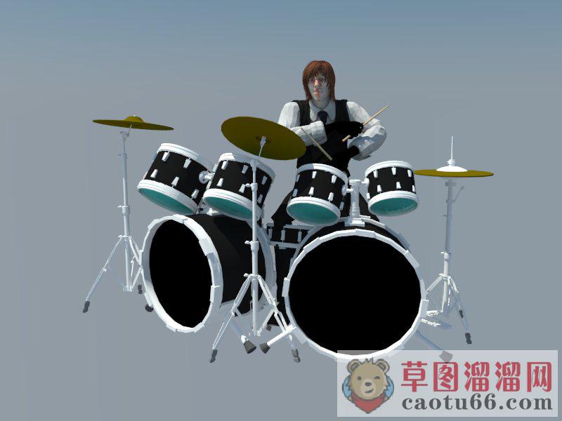 3D架子鼓鼓手SU模型