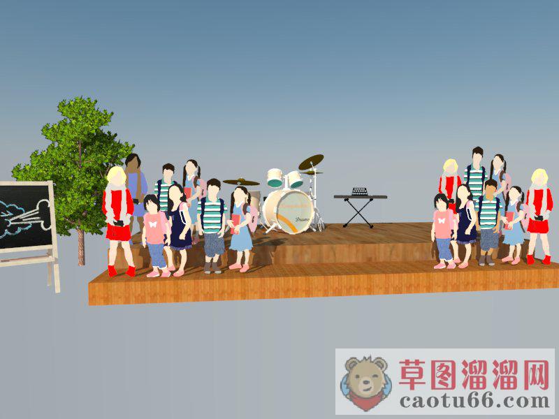 架子鼓2D儿童SU模型