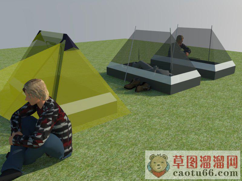 户外帐篷坐姿SU模型