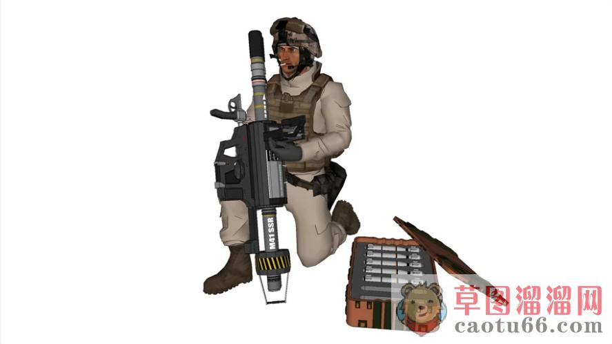 士兵人物火箭筒SU模型