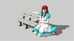 3D女人坐在地上户外SU模型