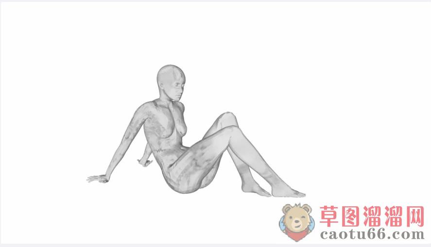 坐在地上人物雕塑SU模型