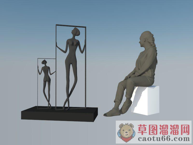 工艺品人物雕塑SU模型