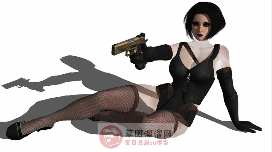 女战士美女人物SU模型