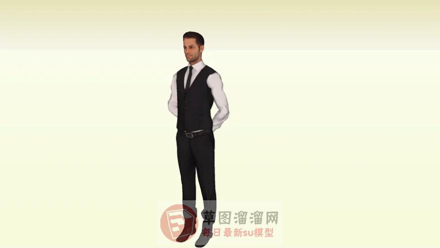 男服务生服务员SU模型